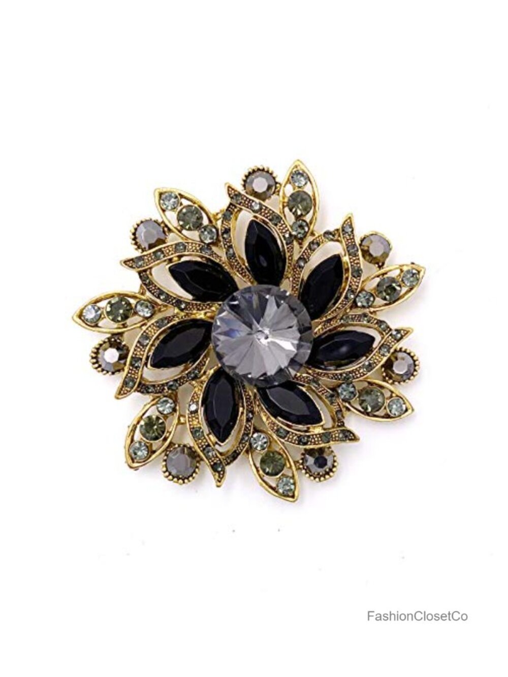 Austrian Crystal Flower Brooch Pin Elegant Vintage Wedding Jewelry